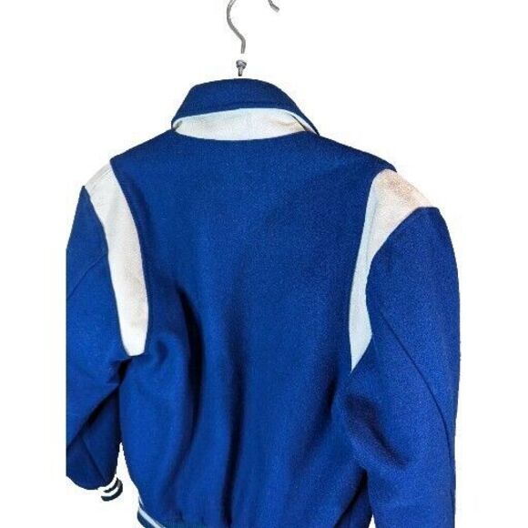 Vintage Stewart Strauss Letterman Varsity Jacket XS Blue And White [A18] - Picture 3 of 9